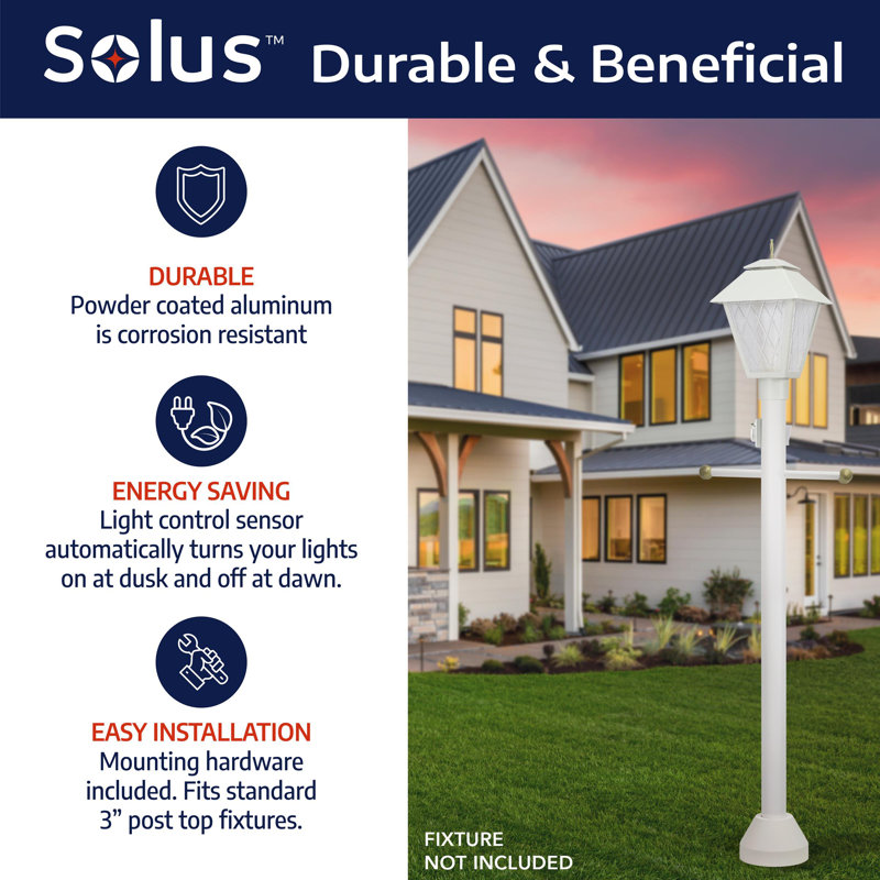 Solus SM6 C320STV 6 Ft. Outdoor Lamp Post Traditional In Ground Light Pole with Cross Arm And Grounded Convenience Outlet Wayfair